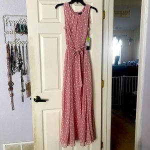 R&K Pink and White Polka Dot Maxi Dress, NWT, 6